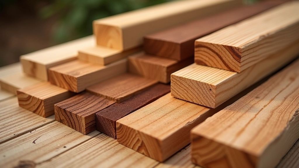 Different types of wood timber samples and materials